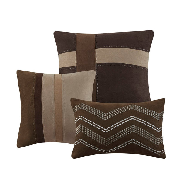 Set of Seven Brown King Ring Stitch Polyester Sham And Comforter