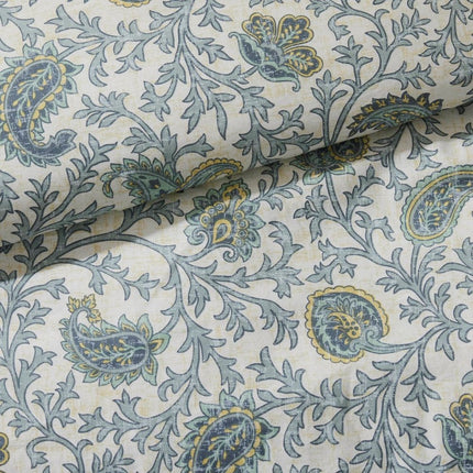 Set of Nine Aqua And Ivory Paisley King Ring Stitch Polyester Sham And Comforter HomeRoots