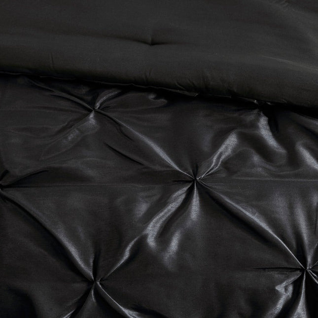 Set of Seven Black King Ring Stitch Polyester Sham And Comforter