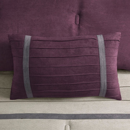 Set of Seven Purple And Gray Striped King Ring Stitch Polyester Sham And Comforter