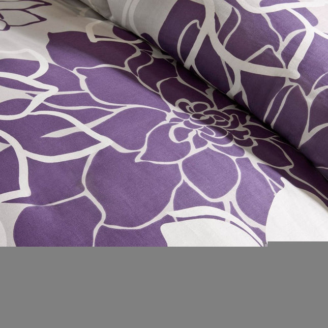 Set of Seven Purple And White Floral King Ring Stitch Sham And Comforter HomeRoots