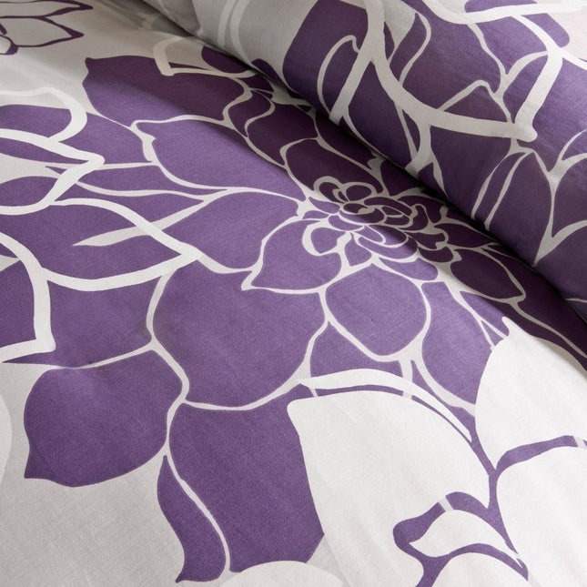 Set of Seven Purple And White Floral King Ring Stitch Sham And Comforter