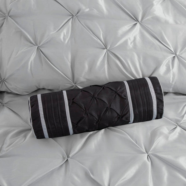 Set of Seven Gray Full Ring Stitch Polyester Sham And Comforter