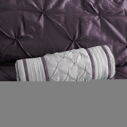 Set of Seven Plum Queen Ring Stitch Polyester Sham And Comforter HomeRoots