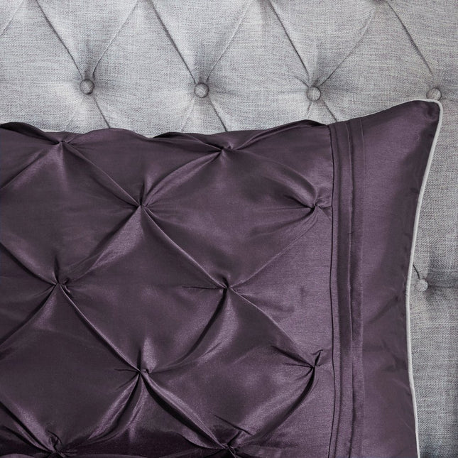 Set of Seven Plum Queen Ring Stitch Polyester Sham And Comforter