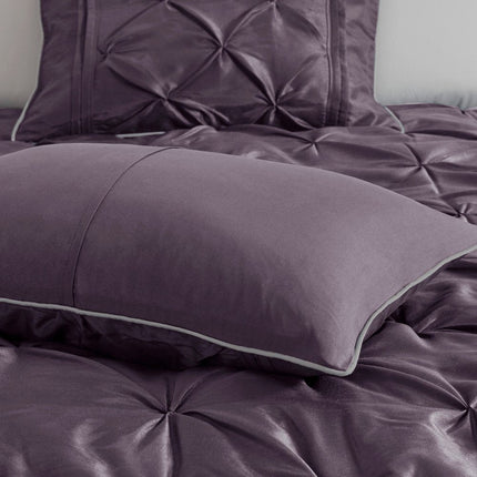 Set of Seven Plum Queen Ring Stitch Polyester Sham And Comforter HomeRoots