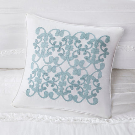 Set of Five White King Ring Stitch Polyester Sham And Comforter HomeRoots