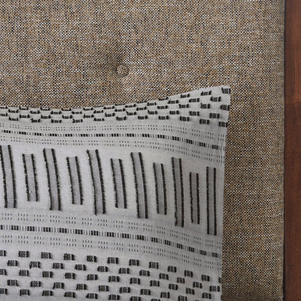 Set of Three Gray And Ivory Striped Queen Ring Stitch Sham And Comforter HomeRoots