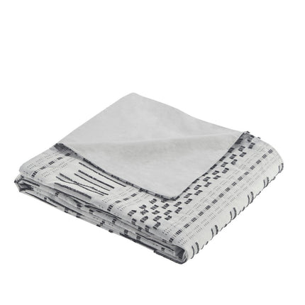 Set of Three Gray And Ivory Striped Queen Ring Stitch Sham And Comforter