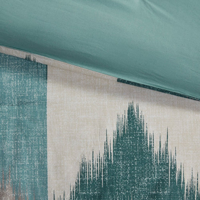 Set of Three Aqua And White King Ring Stitch Polyester Sham And Comforter