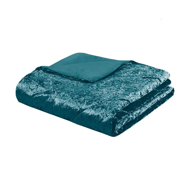 Set of Four Teal Blue King Ring Stitch Polyester Sham And Comforter