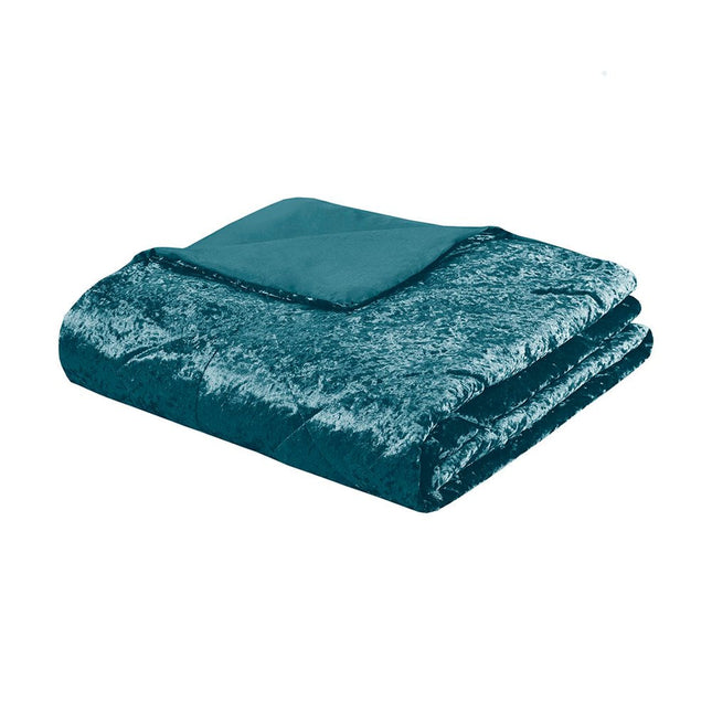 Set of Four Teal Blue King Ring Stitch Polyester Sham And Comforter HomeRoots