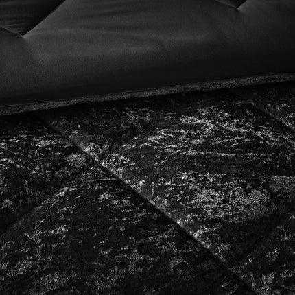 Set of Three Black Twin Ring Stitch Polyester Sham And Comforter