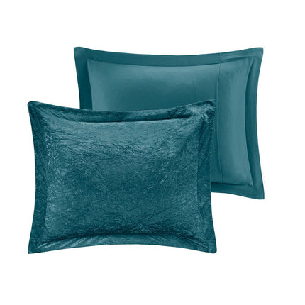 Set of Three Teal Blue Twin Ring Stitch Polyester Sham And Comforter HomeRoots