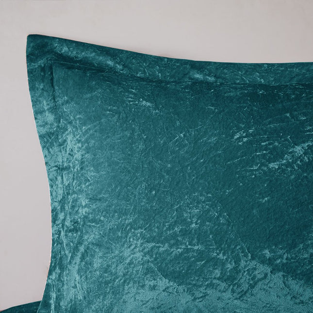 Set of Three Teal Blue Twin Ring Stitch Polyester Sham And Comforter