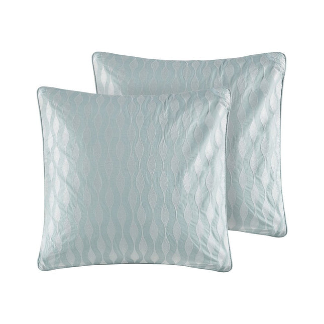 Set of Four White And Aqua Full Ring Stitch Sham And Comforter HomeRoots