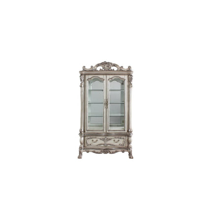ACME 68182 Dresden Curio Cabinet, Vintage Bone White