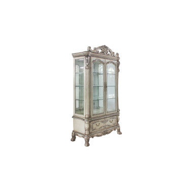 ACME 68182 Dresden Curio Cabinet, Vintage Bone White ACME Furniture
