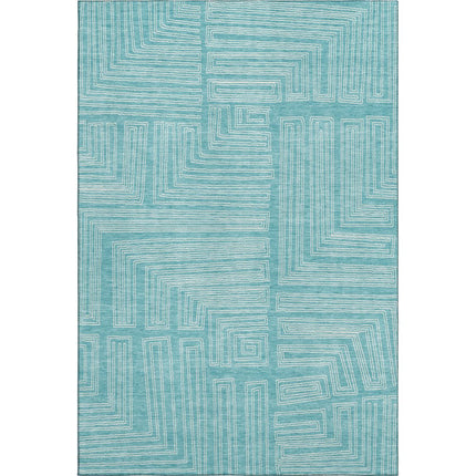 9' X 12' Turquoise And Ivory Geometric Washable Area Rug With UV Protection HomeRoots