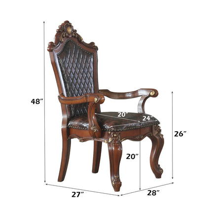 ACME 68223 Picardy Arm Chair (Set-2), Cherry Oak & PU