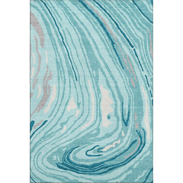 9' X 12' Turquoise Gray And Ivory Abstract Washable Area Rug With UV Protection HomeRoots