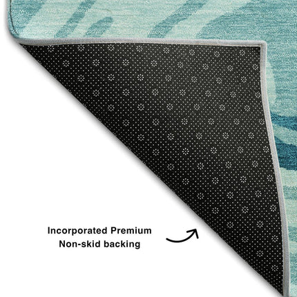 9' X 12' Turquoise Gray And Ivory Abstract Washable Area Rug With UV Protection HomeRoots