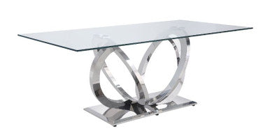 ACME 68260 Finley Dining Table, Clear Glass & Mirrored Silver Finish ACME Furniture