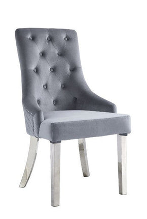 ACME 68264 Satinka Side Chair, Gray Fabric & Mirrored Silver Finish ACME Furniture