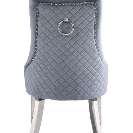 ACME 68264 Satinka Side Chair, Gray Fabric & Mirrored Silver Finish