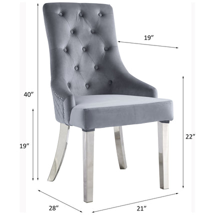 ACME 68264 Satinka Side Chair, Gray Fabric & Mirrored Silver Finish