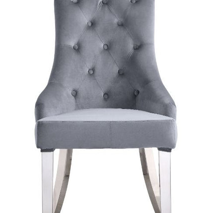 ACME 68264 Satinka Side Chair, Gray Fabric & Mirrored Silver Finish