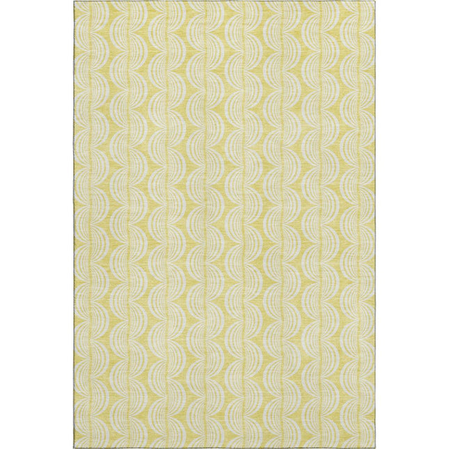 9' X 12' Yellow And Ivory Ogee Washable Area Rug With UV Protection HomeRoots
