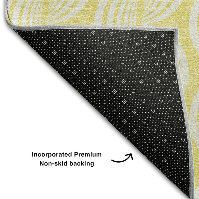 9' X 12' Yellow And Ivory Ogee Washable Area Rug With UV Protection HomeRoots