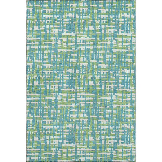 9' X 12' Turquoise Green And Ivory Abstract Geometric Washable Area Rug With UV Protection HomeRoots