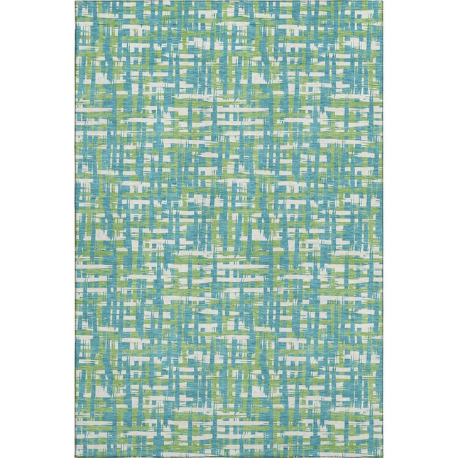 9' X 12' Turquoise Green And Ivory Abstract Geometric Washable Area Rug With UV Protection HomeRoots