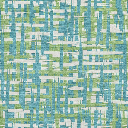 9' X 12' Turquoise Green And Ivory Abstract Geometric Washable Area Rug With UV Protection HomeRoots