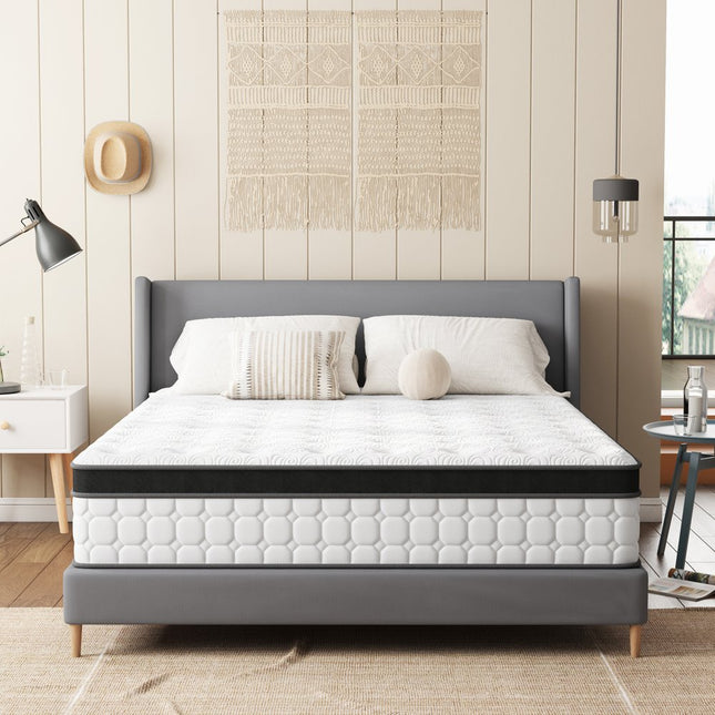 12" Hybrid Pocket Coil Gel Memory Foam Full Double Mattress HomeRoots