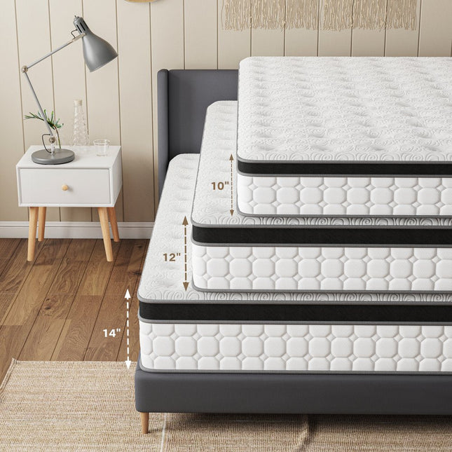 12" Hybrid Pocket Coil Gel Memory Foam Queen Mattress HomeRoots