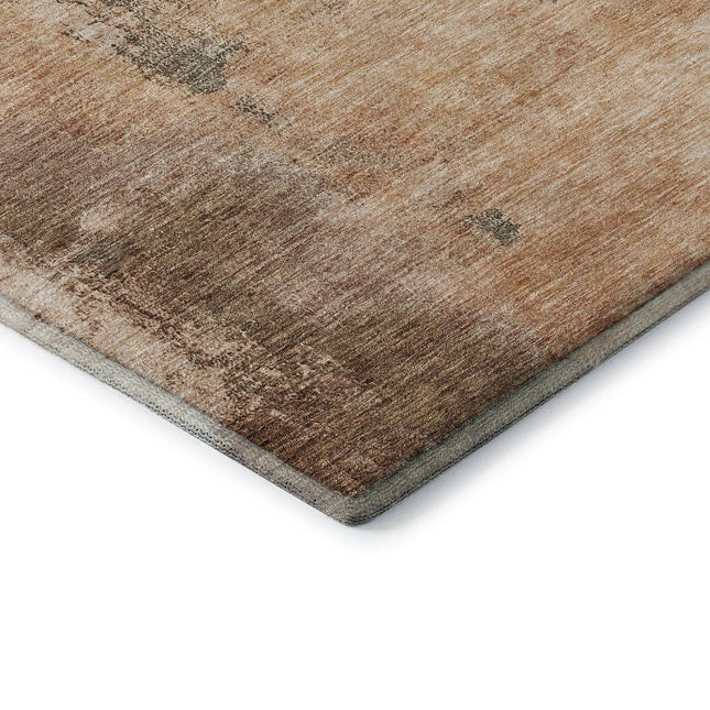 9' X 12' Terra Cotta Beige And Sage Abstract Washable Area Rug With UV Protection HomeRoots