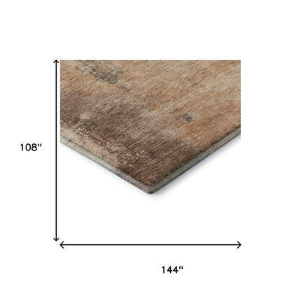 9' X 12' Terra Cotta Beige And Sage Abstract Washable Area Rug With UV Protection HomeRoots