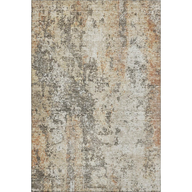 9' X 12' Terra Cotta Brown And Gray Abstract Washable Area Rug With UV Protection