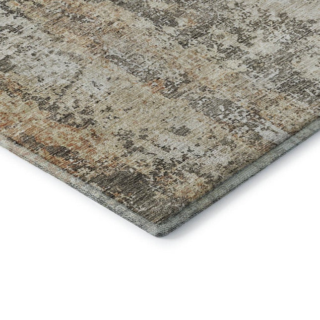 9' X 12' Terra Cotta Brown And Gray Abstract Washable Area Rug With UV Protection HomeRoots