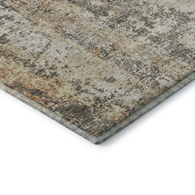 9' X 12' Terra Cotta Brown And Gray Abstract Washable Area Rug With UV Protection HomeRoots