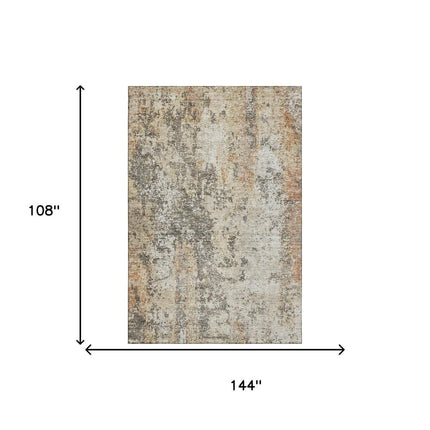 9' X 12' Terra Cotta Brown And Gray Abstract Washable Area Rug With UV Protection HomeRoots