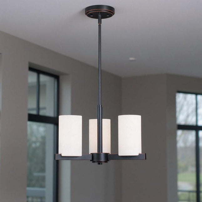 Three Light Dimmable Chandelier With Shades HomeRoots