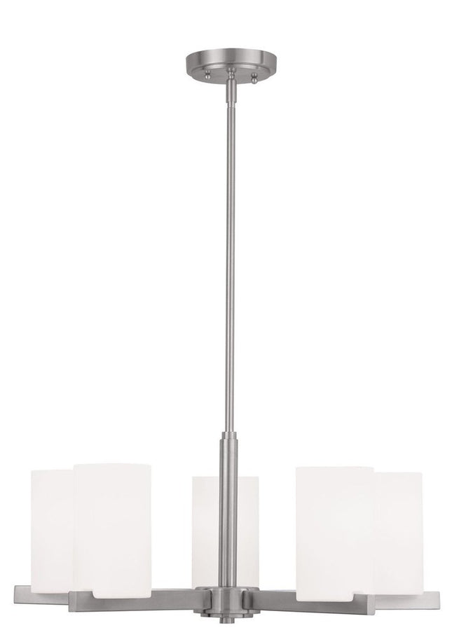 Five Light Dimmable Chandelier With Shades HomeRoots