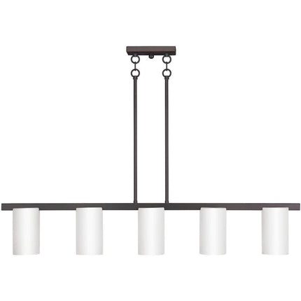 Bronze Five Light Metal Dimmable Chandelier With Shades