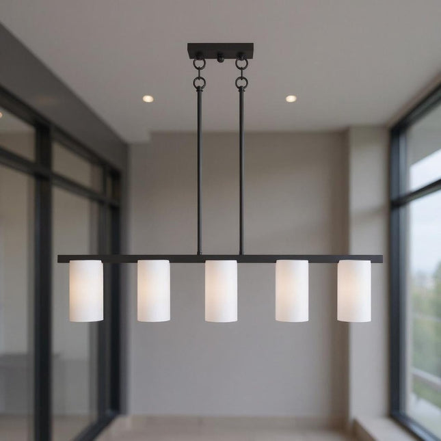 Five Light Dimmable Chandelier With Shades HomeRoots