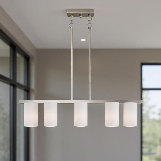 Five Light Dimmable Chandelier With Shades HomeRoots