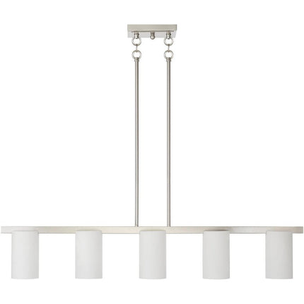 Nickel Five Light Metal Dimmable Chandelier With Shades